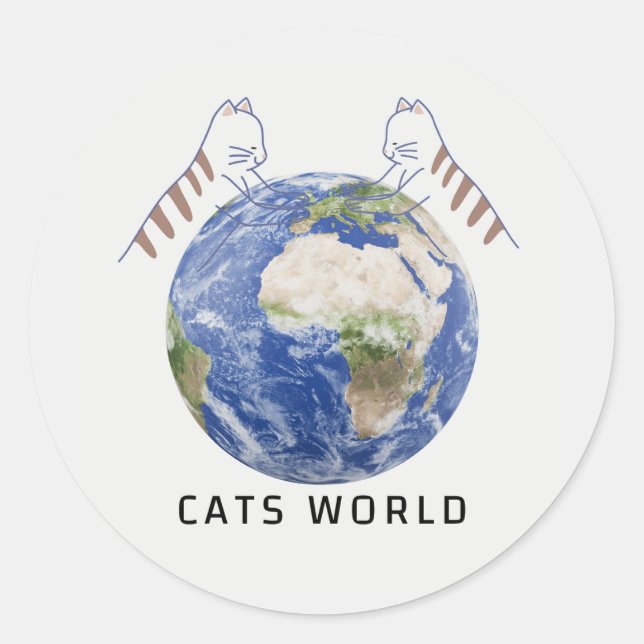 cats world classic round sticker (Front)