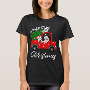 Cats xmas Shirt Tree on Red Truck Cat Christmas tr