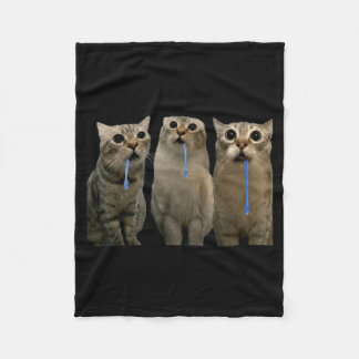 Cats Yelling At A Drooling Cat Double Funny Meme Fleece Blanket