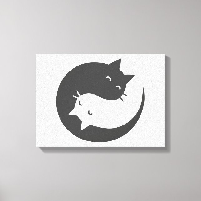 Cats yin and yang mandala - Choose background colo Canvas Print (Front)