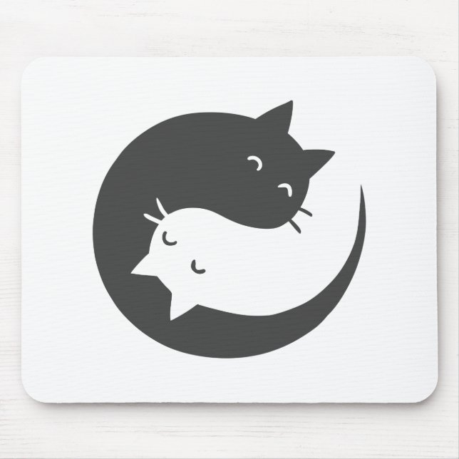 Cats yin and yang mandala - Choose background colo Mouse Mat (Front)