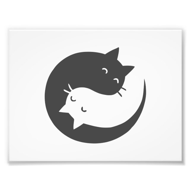 Cats yin and yang mandala - Choose background colo Photo Print (Front)