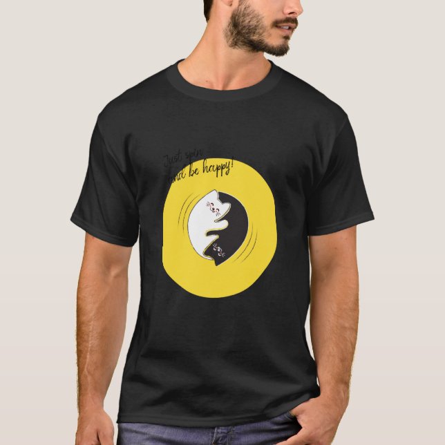 Cats Yin Yang Just Spin And Be Happy! Qi Gong & Yo T-Shirt (Front)