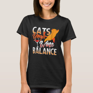 Cats Yoga Wine Balance funny Women Men Tee