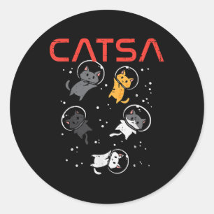 Catsa Cat Astronauts Funny Kitten Space Women Girl Classic Round Sticker