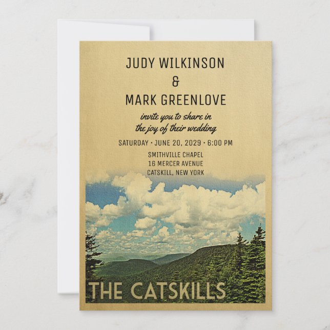 Catskill Mountains Wedding Invitation Vintage (Front)