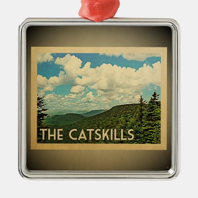 Catskills New York Ornament Vintage Travel (Front)