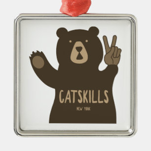 Catskills New York Peace Bear Metal Tree Decoration