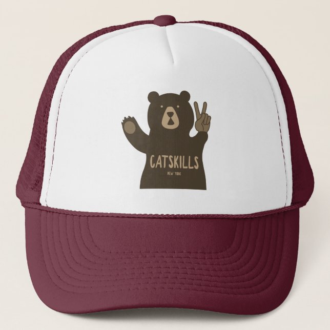 Catskills New York Peace Bear Trucker Hat (Front)