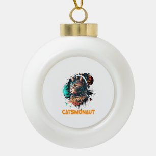Catsmonaut Astronaut Cat Or Space Cat Ceramic Ball Christmas Ornament