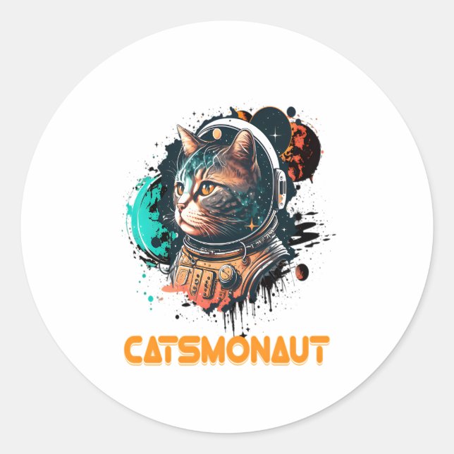 Catsmonaut Astronaut Cat Or Space Cat Classic Round Sticker (Front)