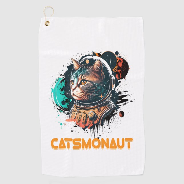 Catsmonaut Astronaut Cat Or Space Cat Golf Towel (Front)