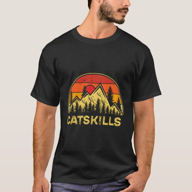 Catss New York Mountains Nature Hiking T-Shirt (Front)