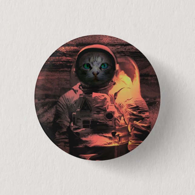 catstronaut 3 cm round badge (Front)