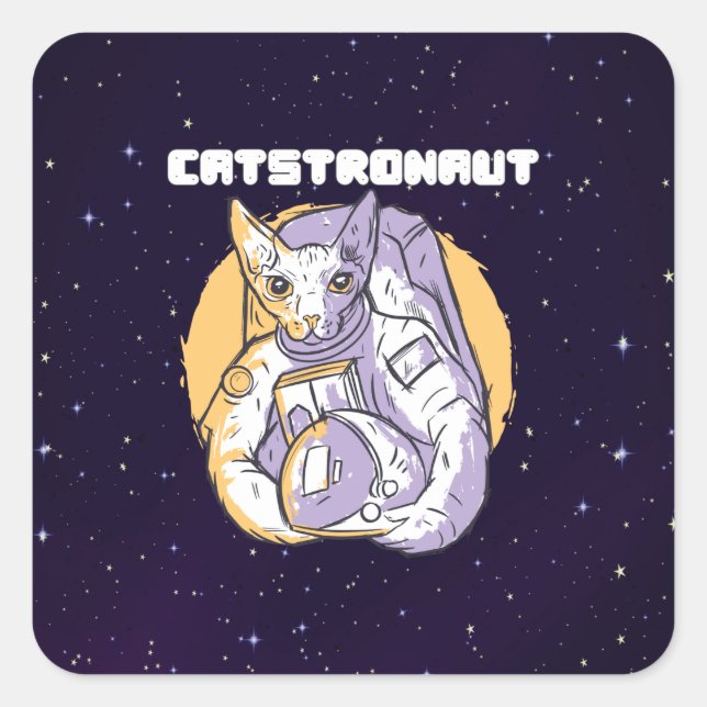 Catstronaut Cat Cosmonaut Square Sticker (Front)