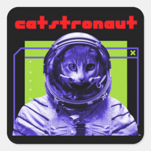 Catstronaut Cat Spaceman Square Sticker