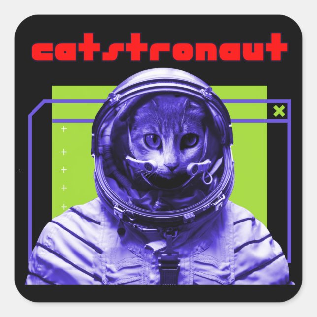 Catstronaut Cat Spaceman Square Sticker (Front)