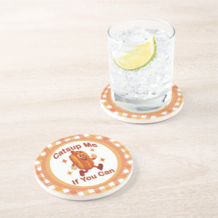 Catsup Me If You Can Funny Hot Dog – Ketchup Pun Coaster
