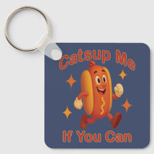 Catsup Me If You Can Funny Hot Dog – Ketchup Pun Key Ring