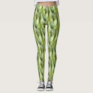 Cattail Fluff Nature Abstract Pattern Leggings