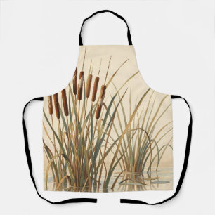 Cattail Reed Wetland Botanical Illustration Apron