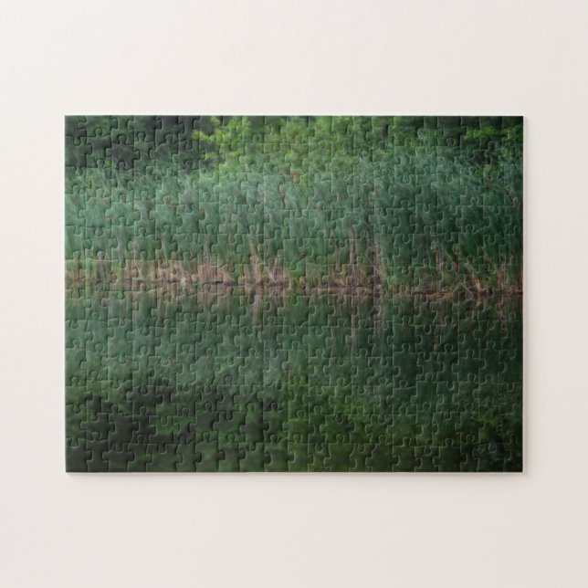 Cattail Reflections In Pond Orton Effect  Jigsaw Puzzle (Horizontal)