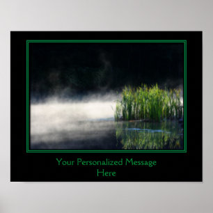 Cattails And Mist On Pond Personalised Words Poster