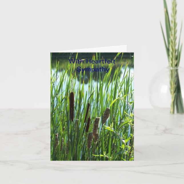 Cattails At The Pond, Sympathy Card (Front)