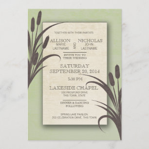 Cattails Green Lake Wedding Invitation