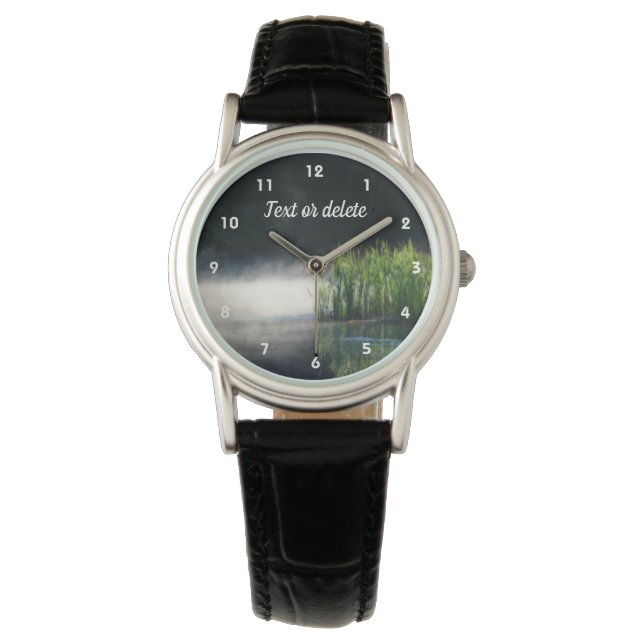 Cattails In The Mist On A Pond Orton Personalised Watch (Front)