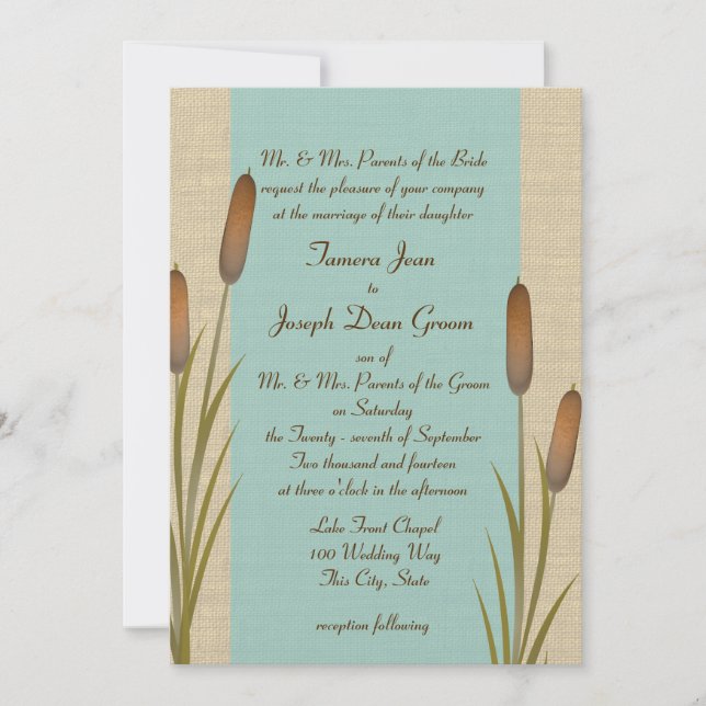 Cattails Lake Wedding Invitation (Front)