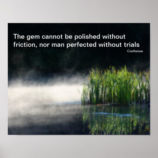 Cattails Pond Mist Inspirational Confucius Quote Poster (Front)