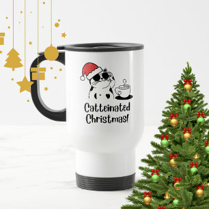 Catteinated Christmas Coffee and Cat Lover Holiday Travel Mug