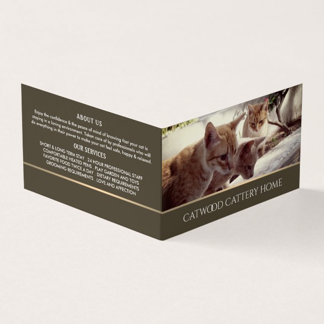 Cattery, Pet Boarding Service Detailed Business Card (Outside)