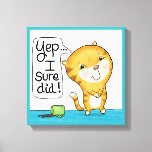 Cattitude- Cat Spills Coffee Canvas Print