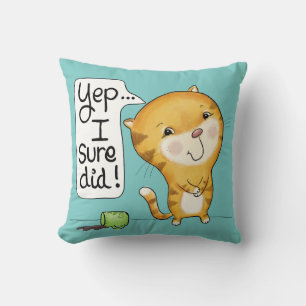 Cattitude- Cat Spills Coffee Cushion