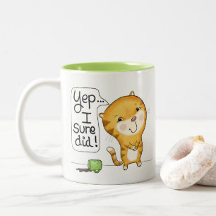 Cattitude- Cat Spills Coffee Two-Tone Coffee Mug