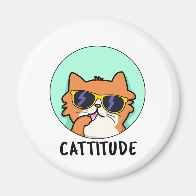 Cattitude Cute Attitude Cat Pun Magnet (Front)