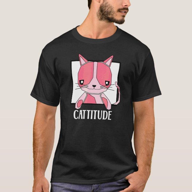 Cattitude Cute Cat Cat T-Shirt (Front)