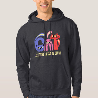 Cattitude in Every Color Design Hoodie
