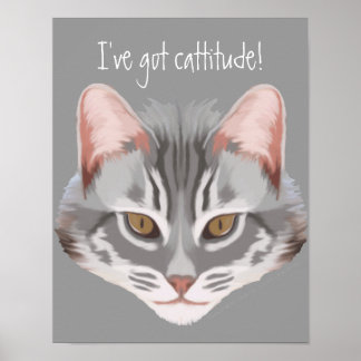Cattitude (with Text) Print