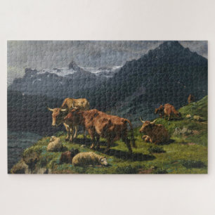 Cattle and Sheep in an Alpine Landscape Jigsaw Puzzle