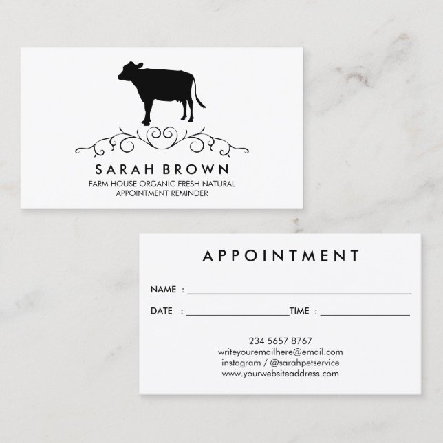 Cattle Appointment Reminder Business Card (Front/Back)