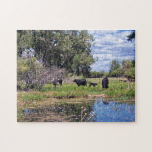 Cattle at the Pond Jigsaw Puzzle