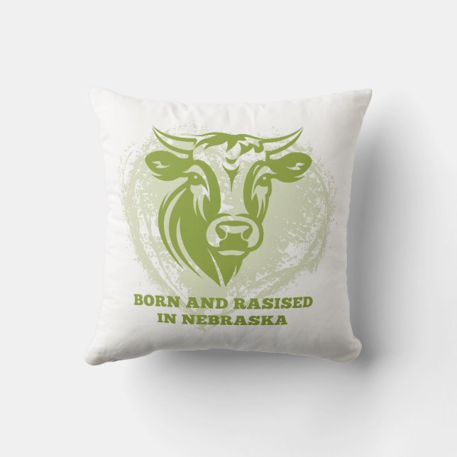 Cattle born and raised in Nebraska Cushion (Back)