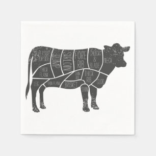 Cattle Butcher Chart Napkin