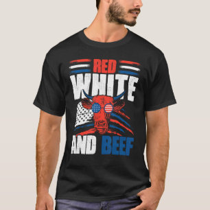 Cattle Cow 4th of July Sunglasses Red white and Be T-Shirt
