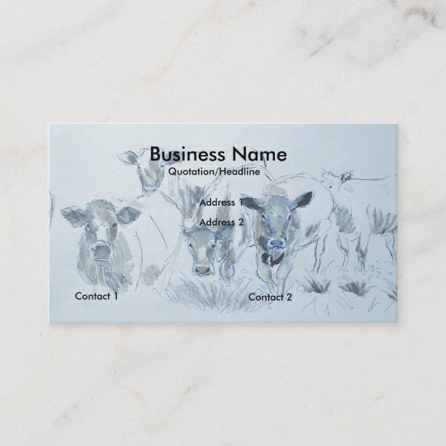 Cattle Cow Pencil Drawing Farmer Business Cards (Front)