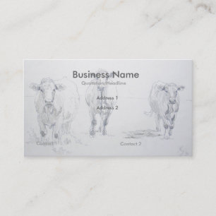 Cattle Cow Pencil Drawing Farmer Business Cards