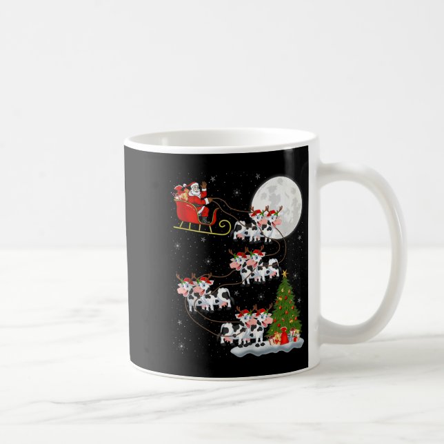 Cattle Cow Santa Sleigh Flying Funny Magical Chris Coffee Mug (Right)